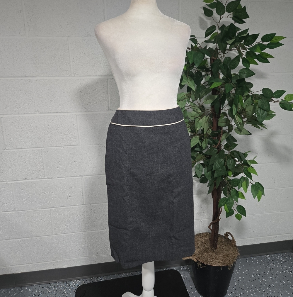 VTG 90s Amanda Smith Wool Acadamia Preppy Charcoal Gray Skirt Office Siren